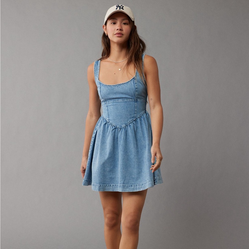 NWT American Eagle Denim Corset Mini Dress Size Small